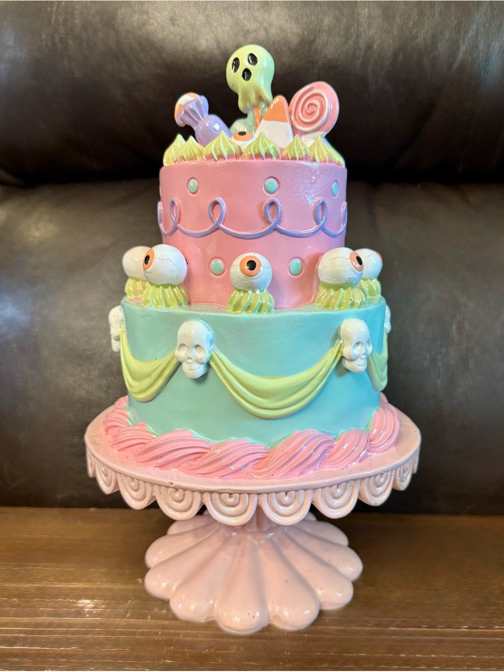 Pastel Halloween Two-Tier Decorative Cake Prop - Pink & Aqua